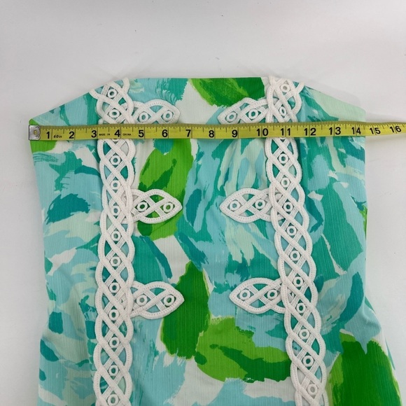 Lilly Pulitzer Tansy Strapless Dress Poolside Blue and Green White Detail Size 2 - Picture 11 of 13